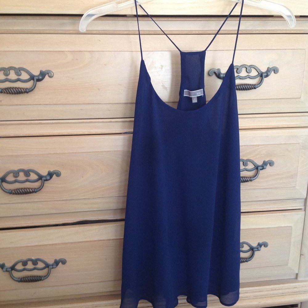 Sheer sexy blue strappy blouse